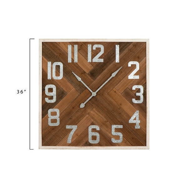dimension image slide 0 of 2, Wood and Metal Wall Clock