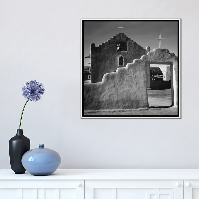 iCanvas "Church, Taos Pueblo, New Mexico, 1941" by Ansel Adams Framed Canvas Print