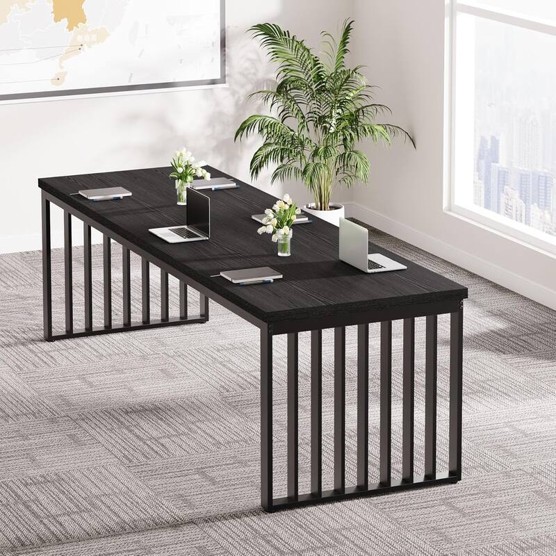 78" Rectangle Conference Table, Long Meeting Table for Seminar, Business, Negotiation - Black