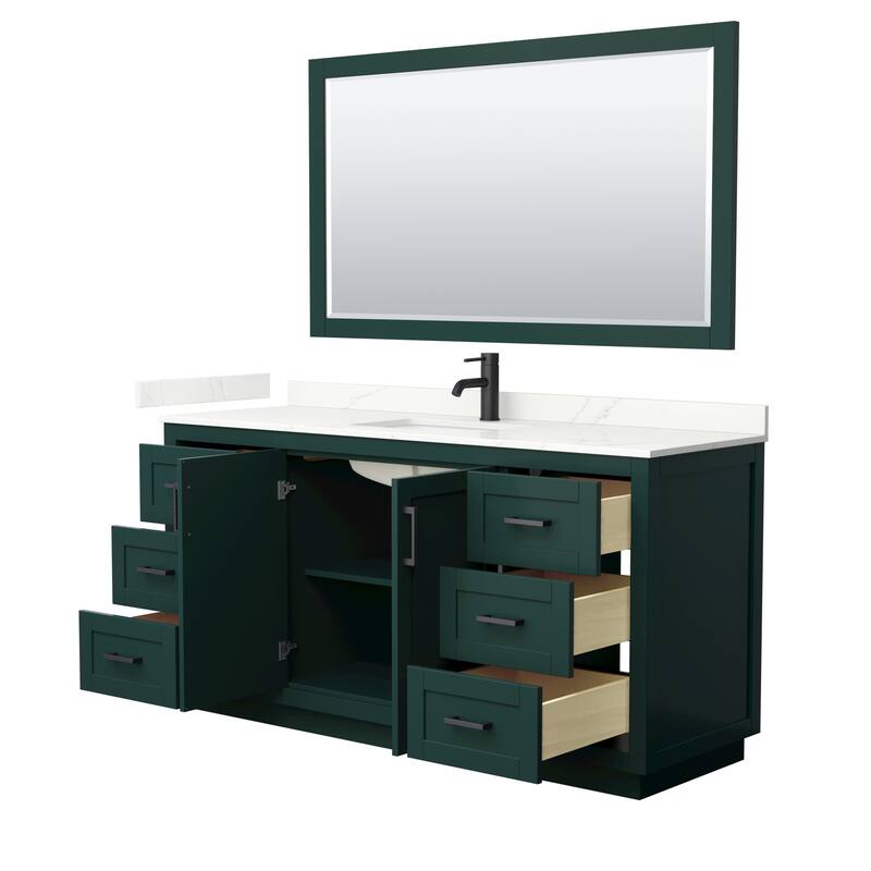 Miranda 66-inch Single Vanity, Quartz Top, 58-inch Mirror