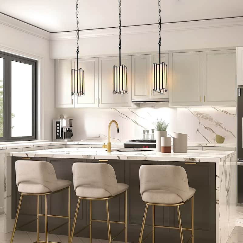 Tifany Modern 1-Light Mini Pendant Colored Black Glass Kitchen Island Light - D 4.3" x H 15.5"