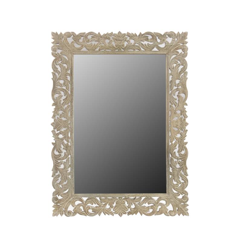 Florence Carved Accent Mirror - Warm Stone Gray