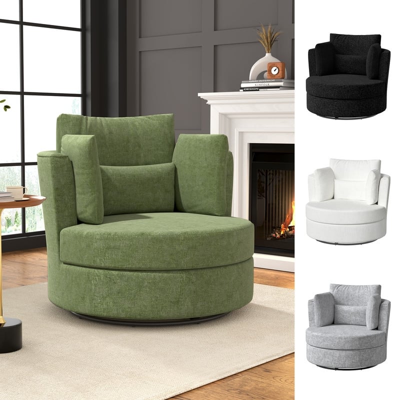 Swivel 34.7" Wide Comfortable Chenille Accent Chair (Set of 2)