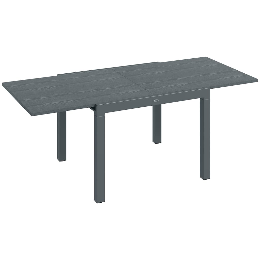 Extendable Outdoor Dining table for 6-8, 41"- 83" Aluminum Frame Patio table with Wood Effect Steel Top