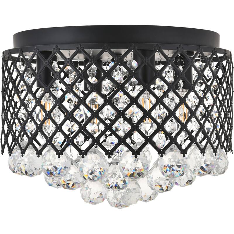 Elegant Lighting Tully 4 Light 14" Wide Flush Mount Drum Ceiling