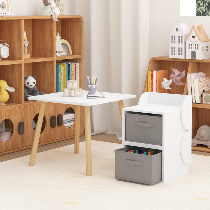 Kids Table and 2 Chair Set with Storage Bins, 3-Piece Toddler Activity Play Table for Arts & Crafts, Reading, Drawing