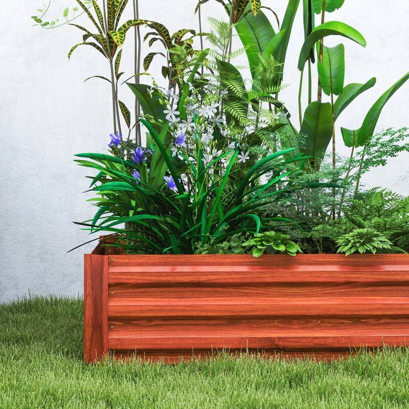 Elevated Metal Planters for Outdoor Gardening, Open Bottom Design
