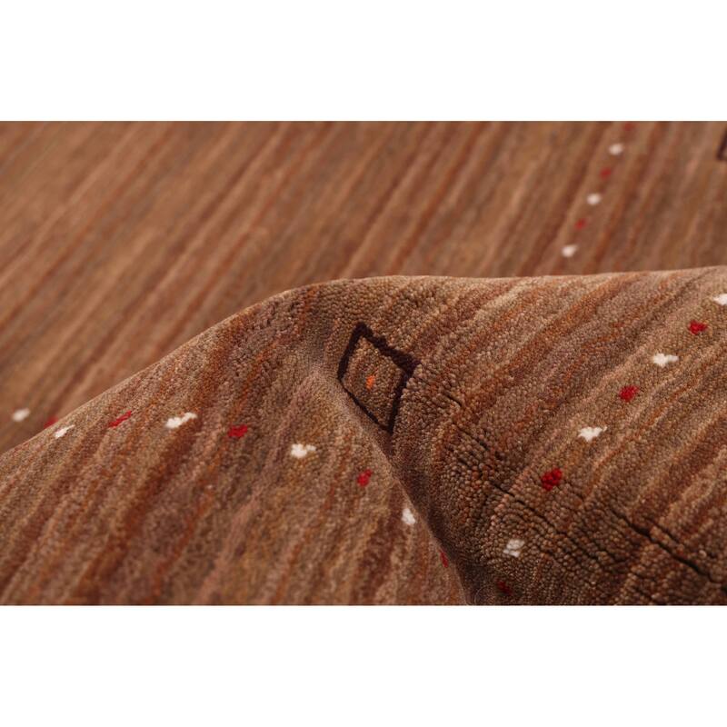 ECARPETGALLERY Hand Loomed Kashkuli Gabbeh Brown Wool Rug - 4'10 x 6'10