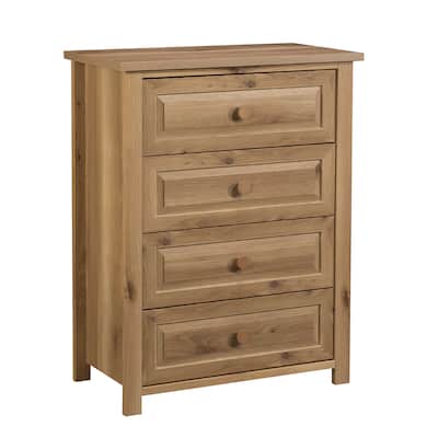 Rustic Brown 4-Drawer Storage Cabinet with Safety Lock for Bedroom Living Room