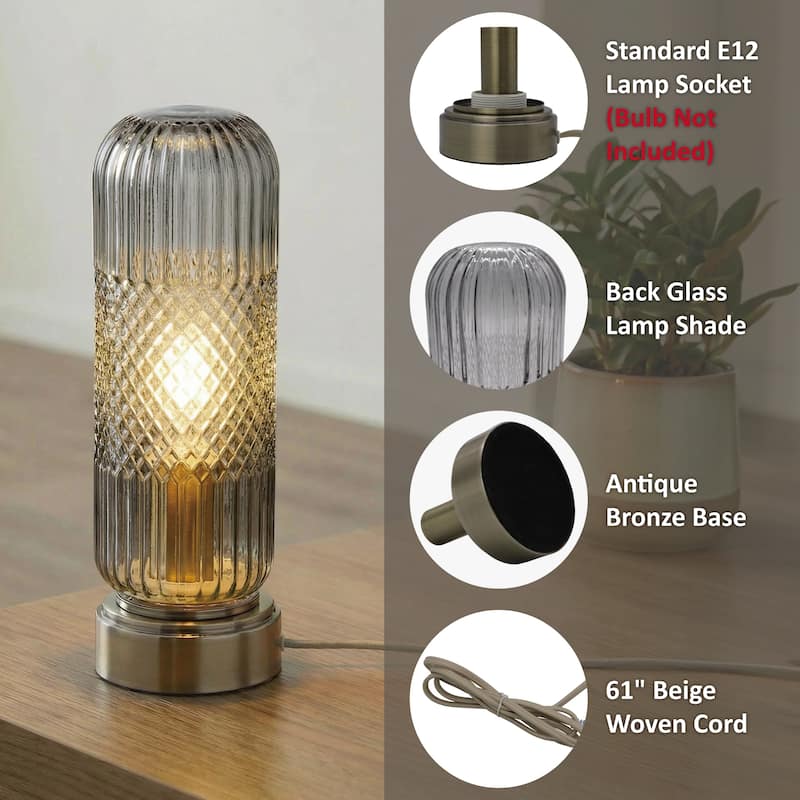 11.6'' Touch Control Glass Table Lamp with Antique Bronze Base, UL Listed, bulb not included - Bedside & Accent Lamp