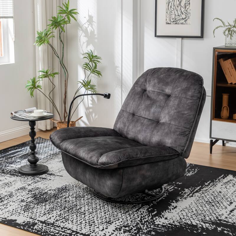 Velvet Oversized Recliner Chair with Swivel, Rocker & Phone Holder