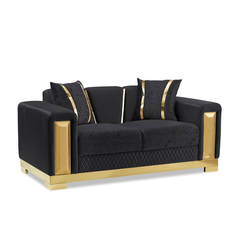 Furniture of America Maxine Glam 2-Piece Solid Wood Sofa Set with Accent Pillows
