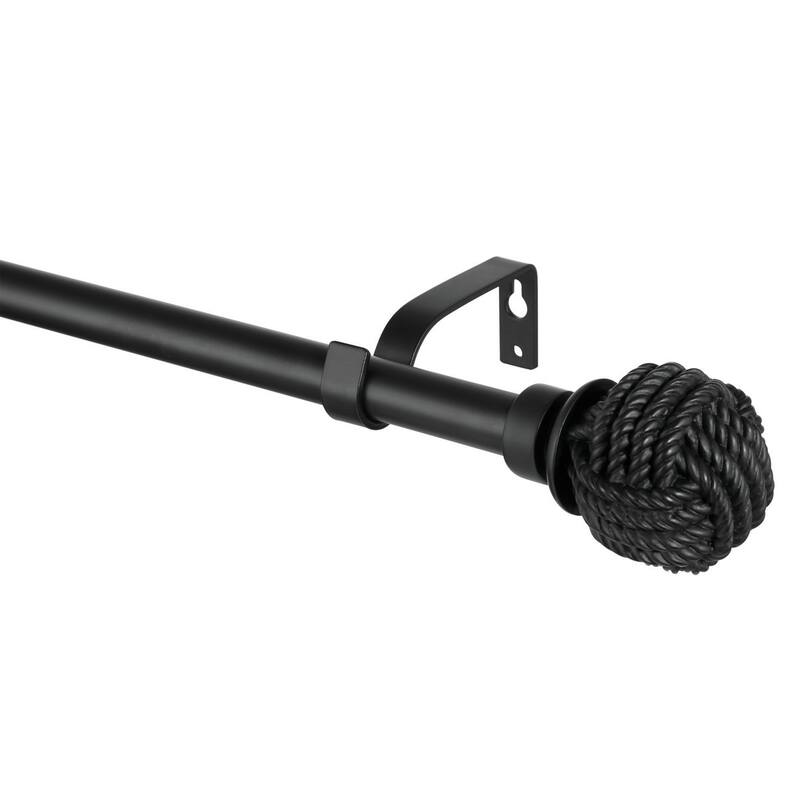 Adjustable Black Single Curtain Rod with Final Set for Window