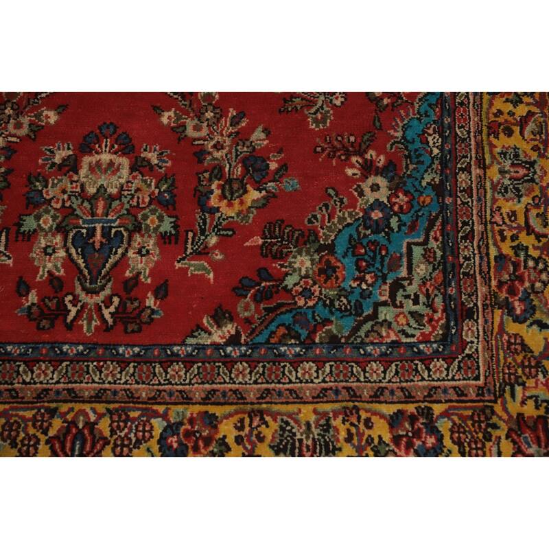 Hand Knotted Oriental 100% Wool Carpet Traditional Floral Oranges & Rust Hamedan Area Rug - 7' 2'' X 4' 7''