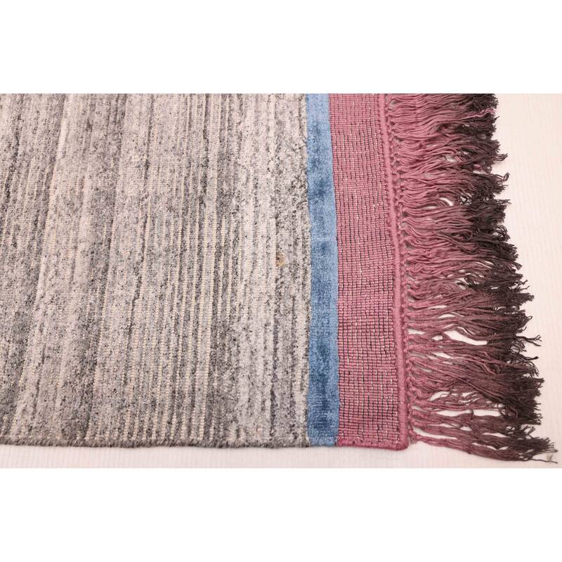 ECARPETGALLERY Hand Loomed Kashkuli Gabbeh Grey Viscose Rug - 5'3 x 7'11
