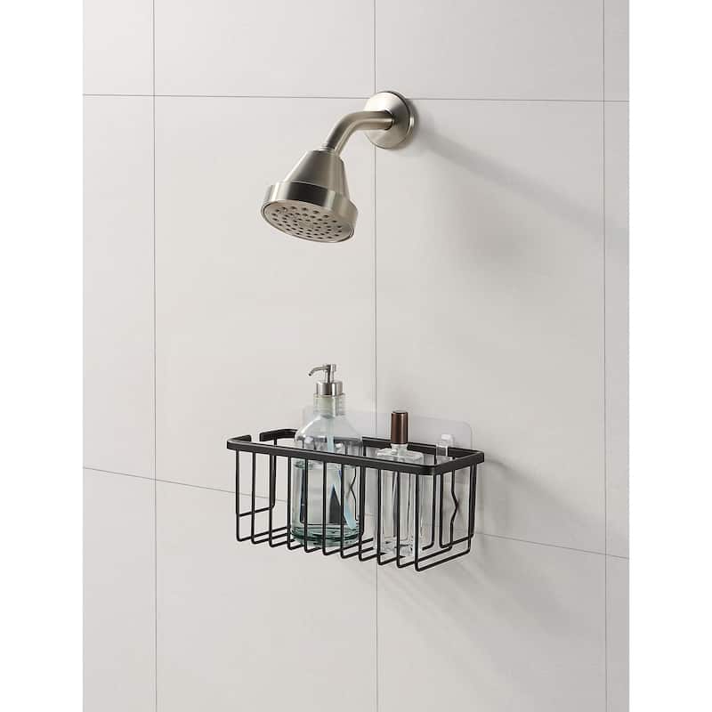 RustProof Aluminum Wall Mount Shower Basket - Black