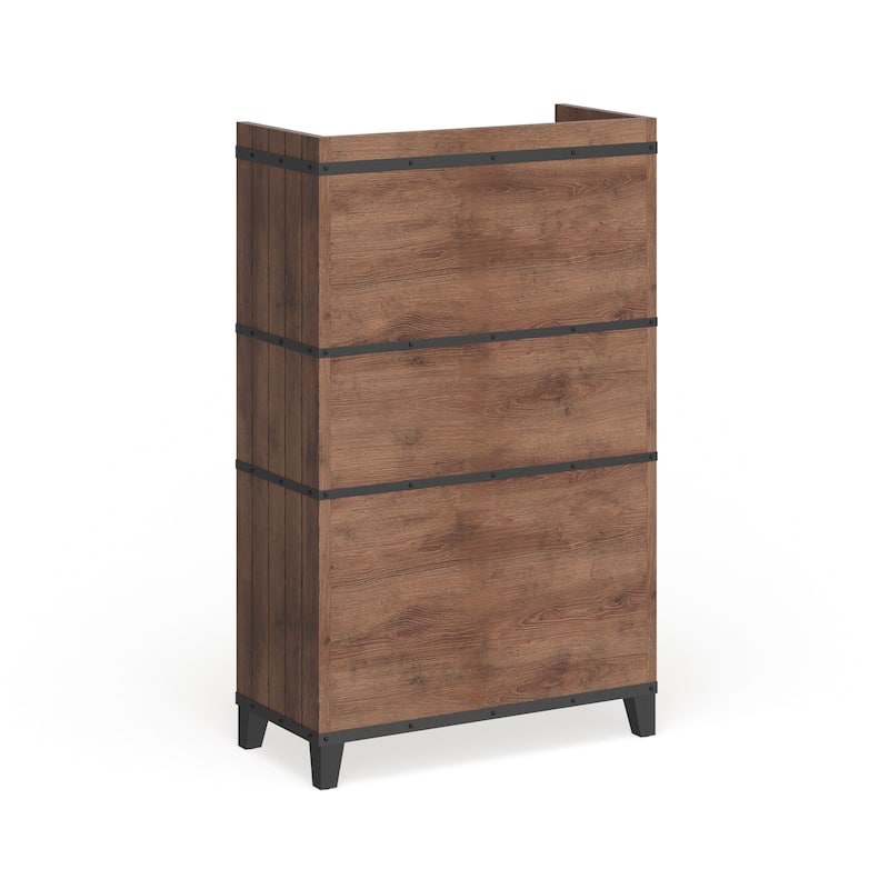 Furniture of America Gern 31-in. Rustic Walnut 8-shelf Buffet Cabinet