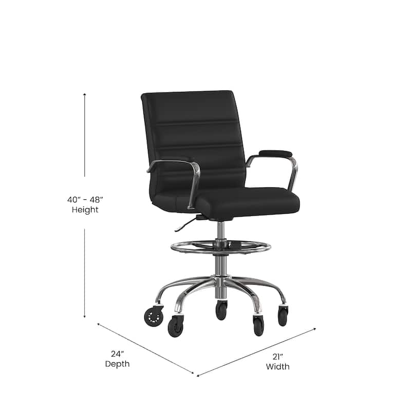 Drafting Chair with Roller Wheels, Adjustable Foot Ring