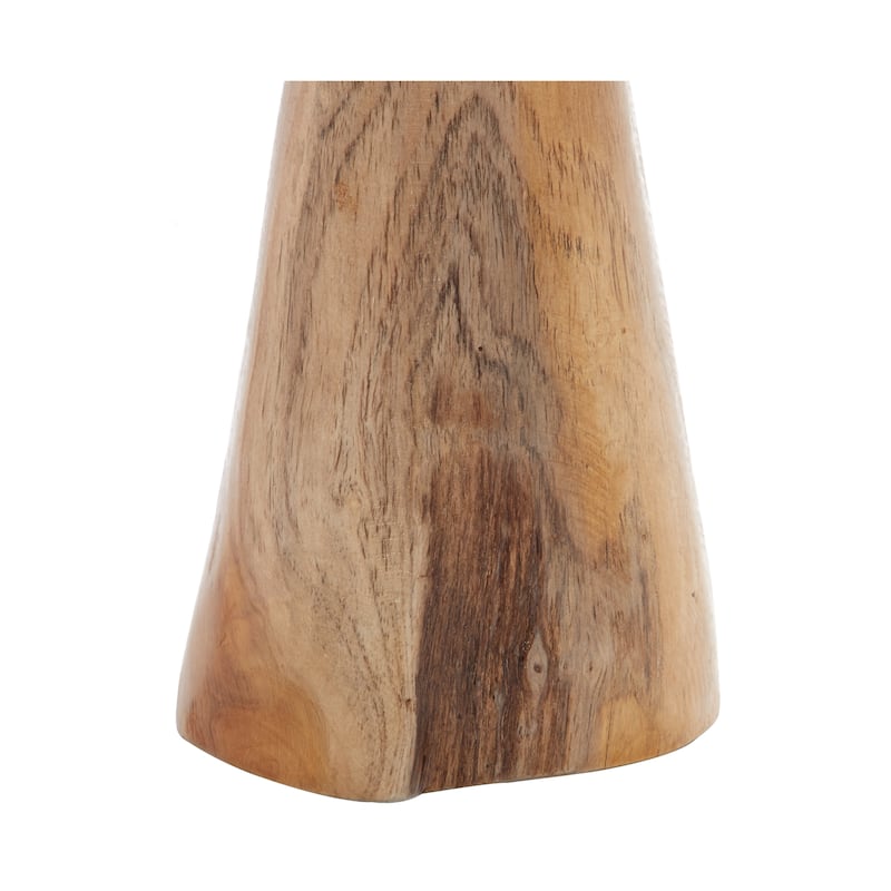 Teak Wood Mushroom Handmade Live Edge Sculpture with Natural Smooth Finish - Set of 3 Brown - Roche River Decor