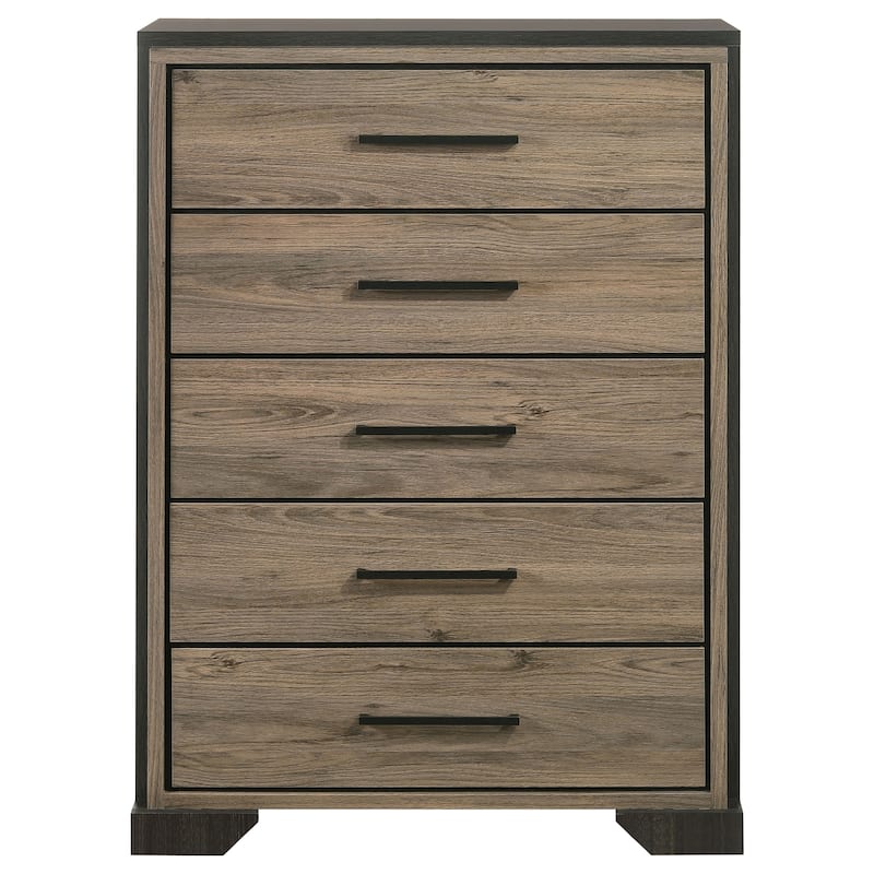 Baker Farmhouse Wood 5-drawer Bedroom Chest Light Taupe