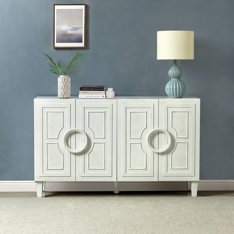 Connie 58" Contemporary Sideboard Buffet with Round Solid Wood Door Handles by HULALA HOME
