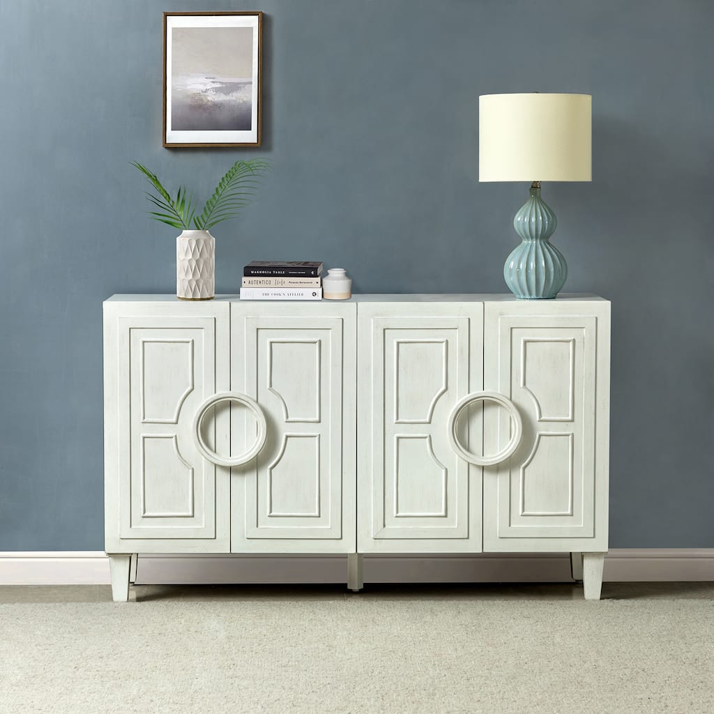 Connie 58" Contemporary Sideboard Buffet with Round Solid Wood Door Handles by HULALA HOME