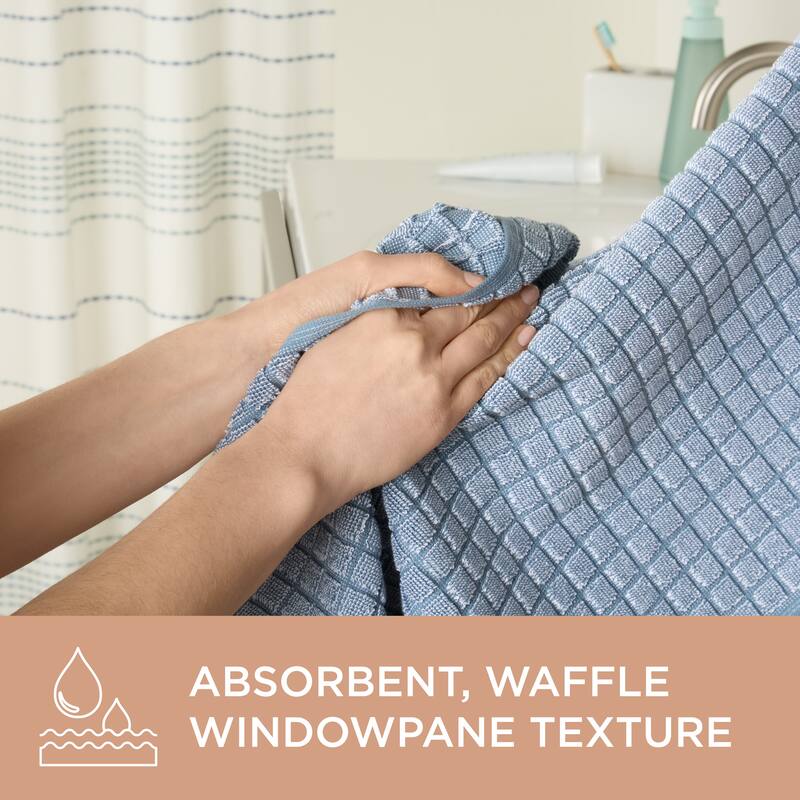TOWN & COUNTRY EVERYDAY 4-Piece Textured Windowpane Washcloth Set, 13x13-Inch, 100% Cotton - 13"x13"