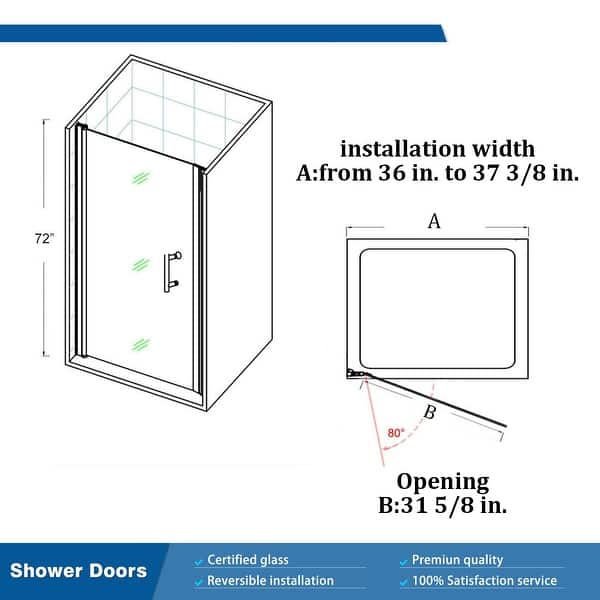 Toolkiss Pivot Swing Frameless Shower Door in Chrome Bed Bath