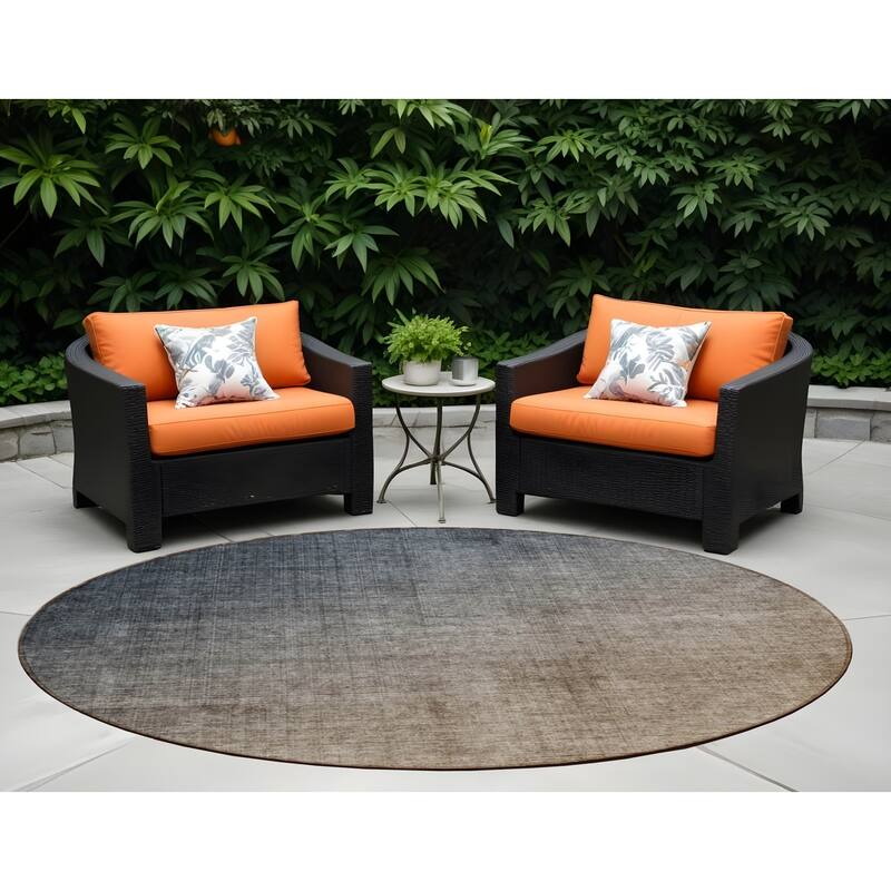 Naz Ombre Weather Resistant Blended Style Outdoor Rug - 8' Round - Multi