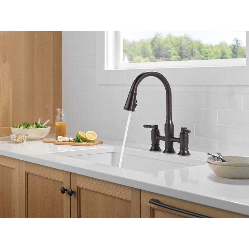 Delta 2384L-DST Renaldi 1.8 GPM Bridge Kitchen Faucet with Pull-Down