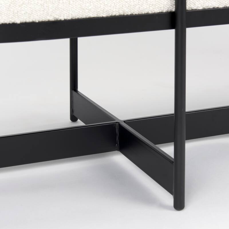 Amelia Cream Boucle With Black Metal Frame Accent Bench