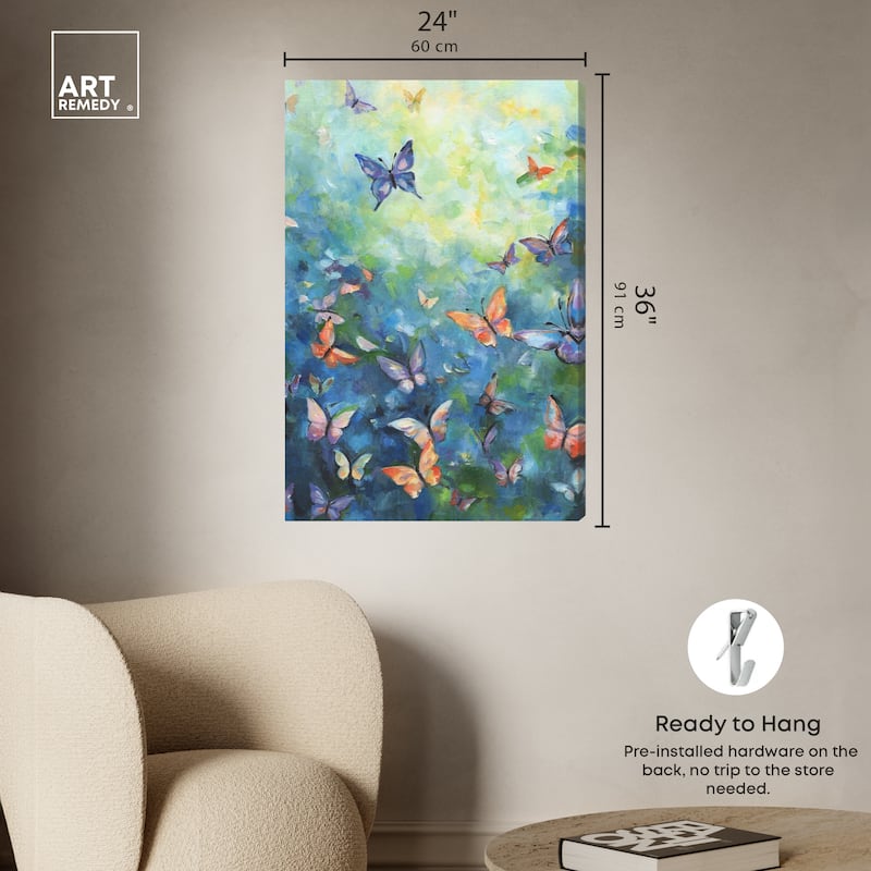 Art Remedy Aesthetic Butterflies Gallery Wrapped Butterfly 1 Piece Canvas Wall Art