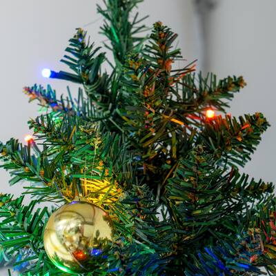 8ft Pre-Lit Artificial Christmas Tree with 250 LED Lights and Slim Design for Festive Lighting