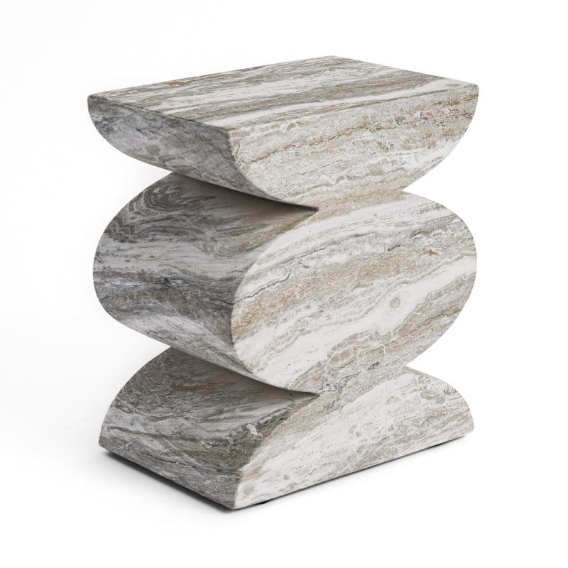 Studio London Side Table Faux Marble Effect Concrete Stool Indoor Outdoor Use