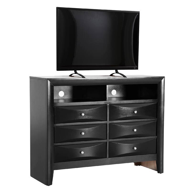6-Drawer Wooden TV Media Chest - 47" - Black