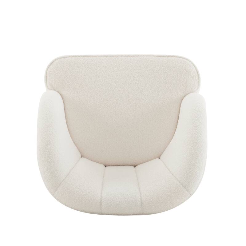Barrel Accent Chair with Rubber Wood Legs, Comfy Upholstered Lounge Chair, Reading Chair with Curved Tufted Back & Square Arms