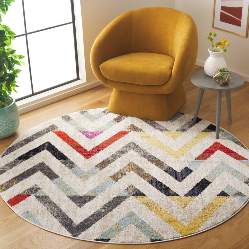 SAFAVIEH Adirondack Esfira Contemporary Rug - 6' Round - Ivory/Grey Rust