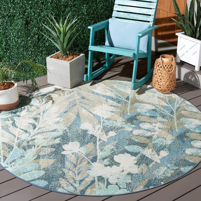 SAFAVIEH Barbados Didem Tropical Botanical Waterproof Patio Backyard Rug