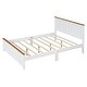 preview thumbnail 8 of 18, Queen Size Wood Platform Bed Wooden Slat Support, Vintage Simple Bed Frame with Rectangular Headboard and Footboard, Grey