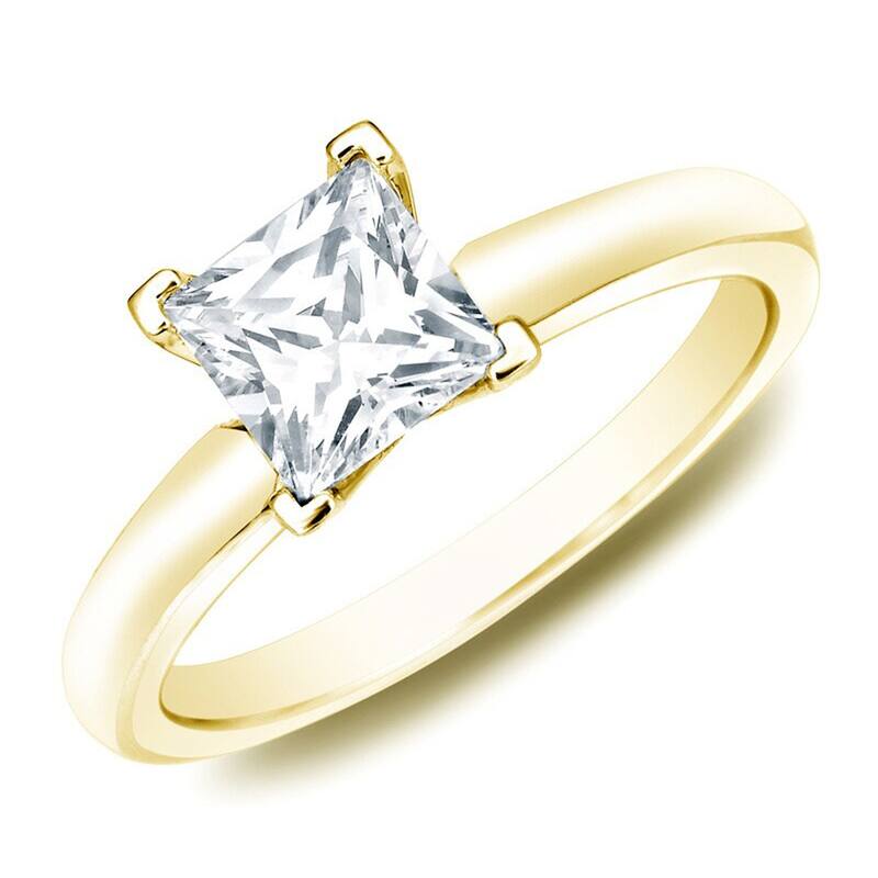 Auriya 14k Gold 1ctw Princess-cut Solitaire Diamond Engagement Ring - Yellow - 4