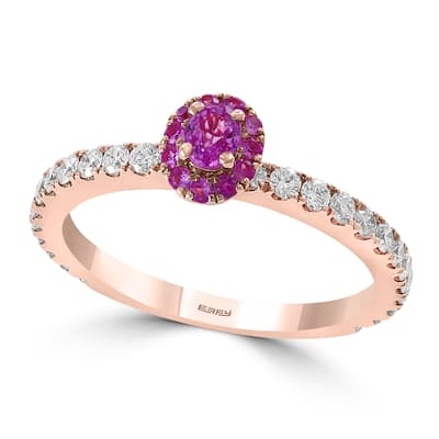 EFFY 14K Gold Diamond Pink Sapphire Ring