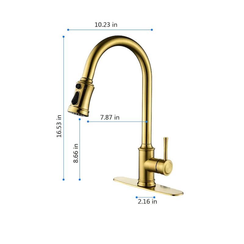 Touch Kitchen Faucet with Pull Down Sprayer in Gold - 8.66*8.07*16.53