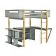 preview thumbnail 16 of 65, Modern Twin Size Wooden Loft Bed with Built-in Storage Cabinet and Cubes, Foldable Desk