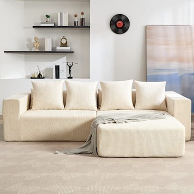 XINMICS 104.72'' Modern Sectional Sofa, 4 Seater Modular L-Shaped Full-compressed Sofa Couch - 104.72"Wx43.31"Dx23.62"H