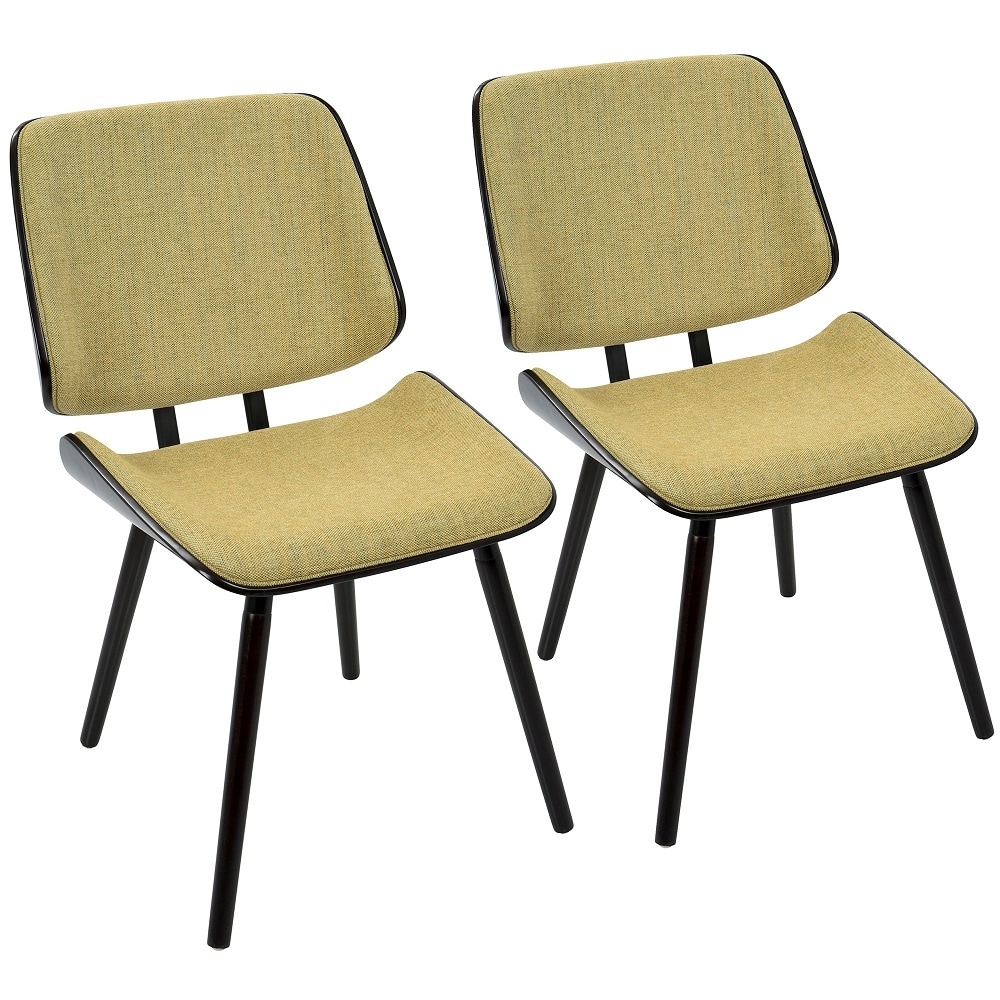 Overstock Set of 2 Yellow Fabric with Espresso Wood Mid-Century Lombardi Chairs 32.5 inch (Yellow)