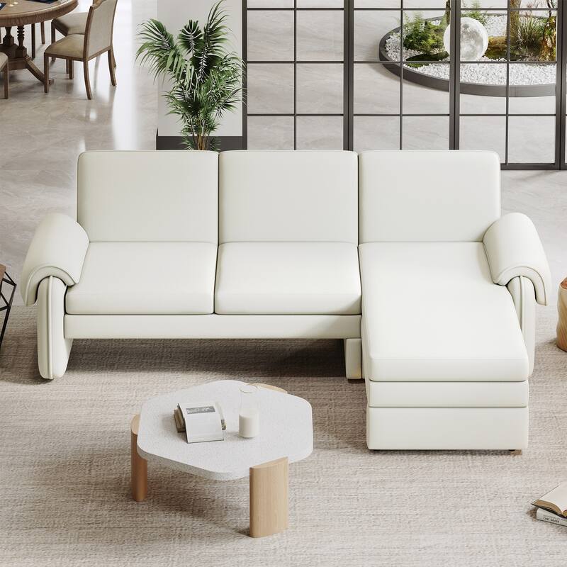Convertible Recliner Futon Sofa with Adjustable Backrest - Beige
