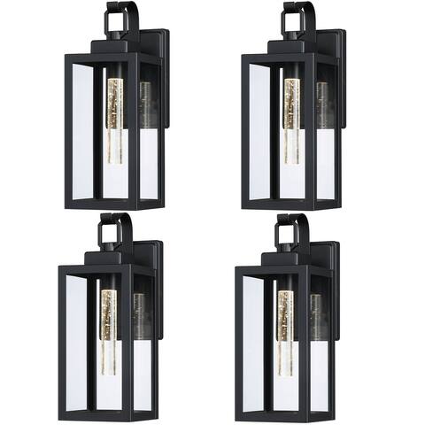 4 Pack 7W LED Black Outdoor Wall Sconce - Matte Black