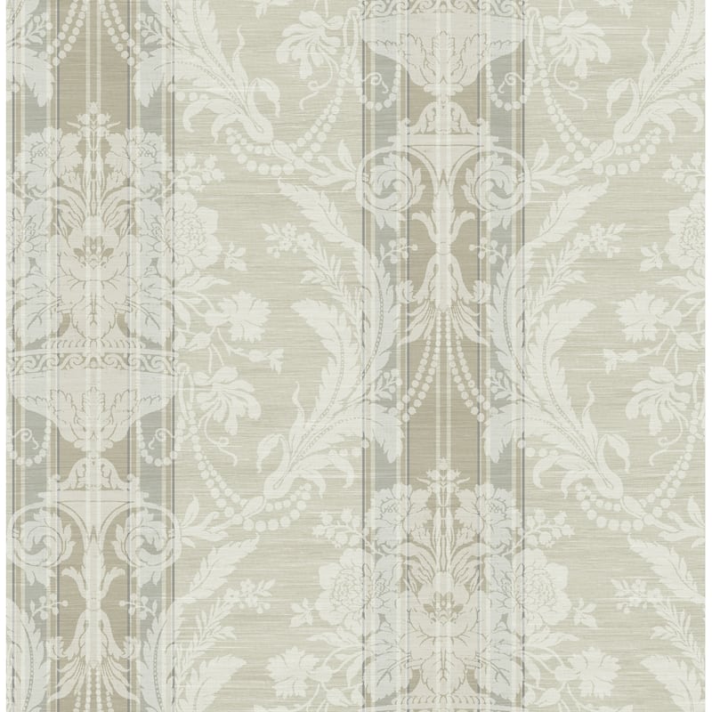 Seabrook Designs Villa Stripe Damask Unpasted Wallpaper