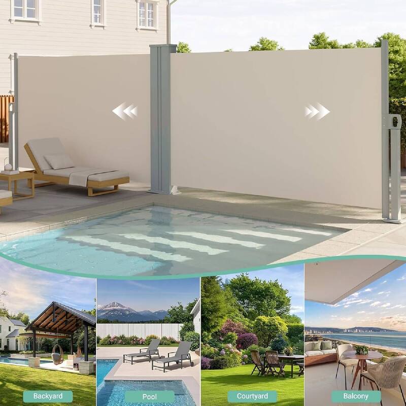 71 in x236 in Retractable Side Awning, Privacy Screen Protection Awning for Patio, Balcony and Pools - N/A