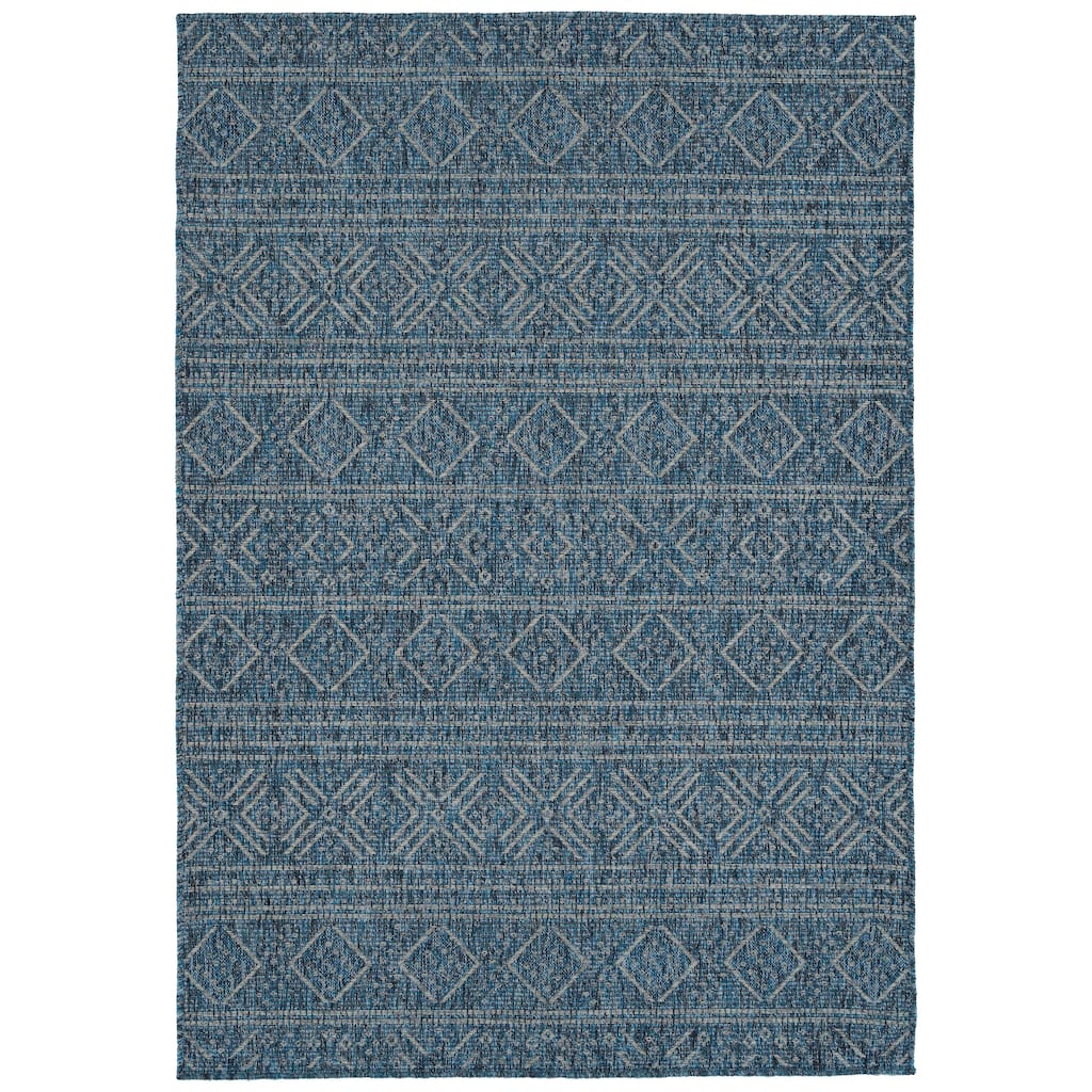 Modern Transitional Geometric Southwestern Textured High-Low Cut & Loop Rectangle Throw Rug - 2x 3